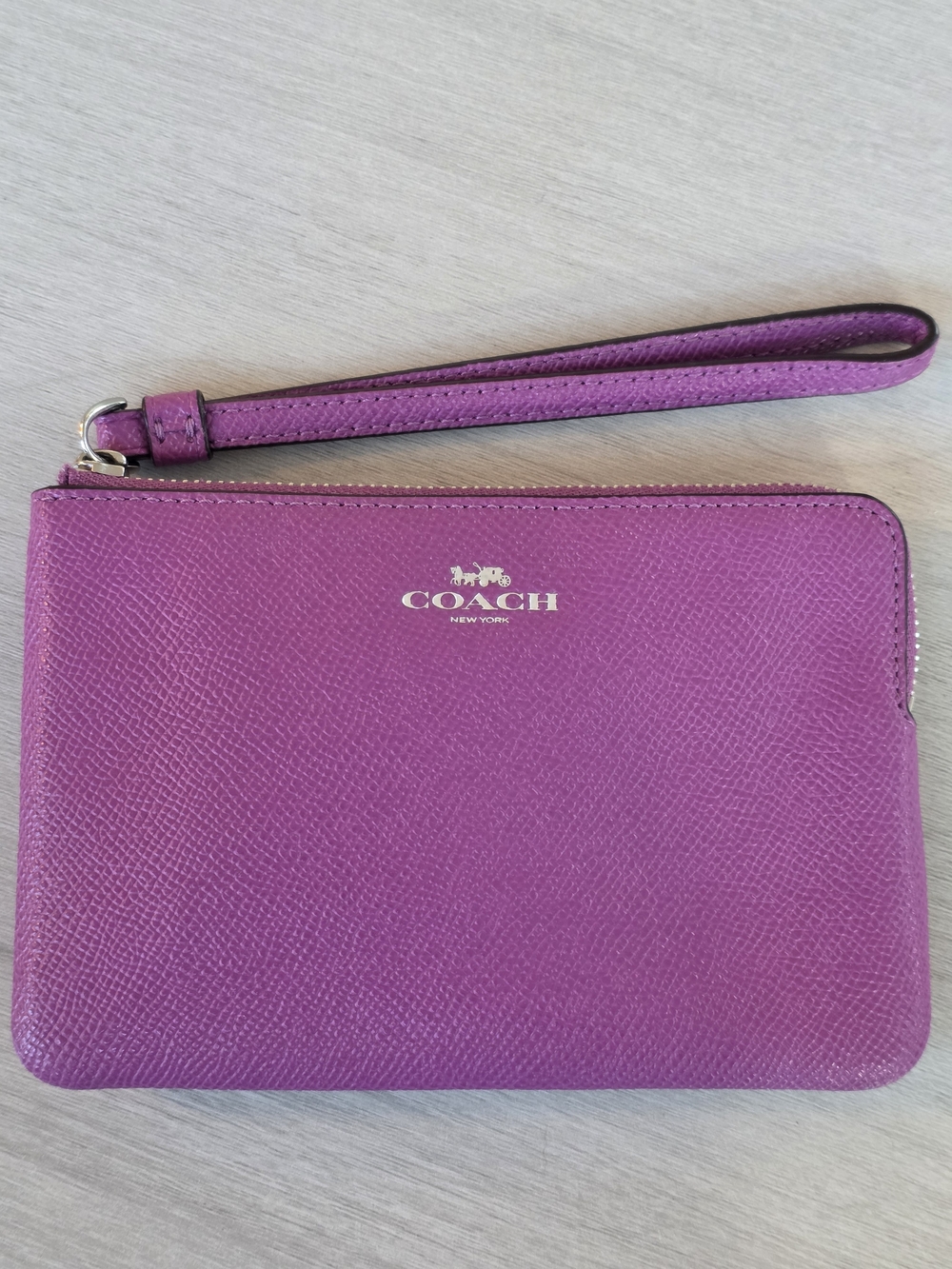 COACH Purple Leather Wristlet Pouch